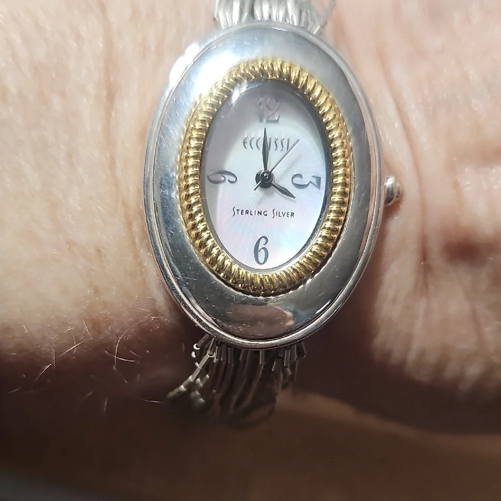 Ecclissi Sterling Silver and Gold Oval Watch NWOT